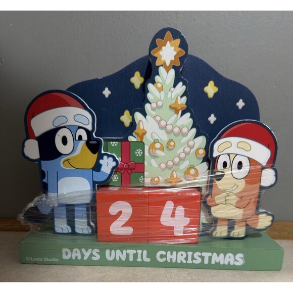 Ruz Other - Bluey & Bingo Red Blue Christmas Countdown Perpetual Tabletop Calendar NEW